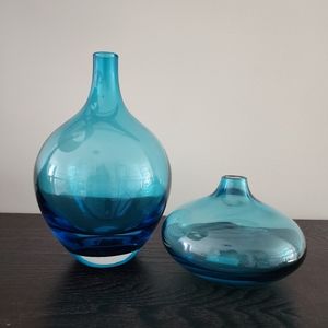 Set of two Transparent Blue Table Decor / Vases